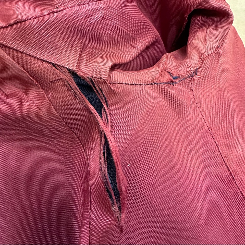 Alberto Makali 80s VTG Rayon/Linen Blazer Back Button Tail Detail - Picture 16 of 16
